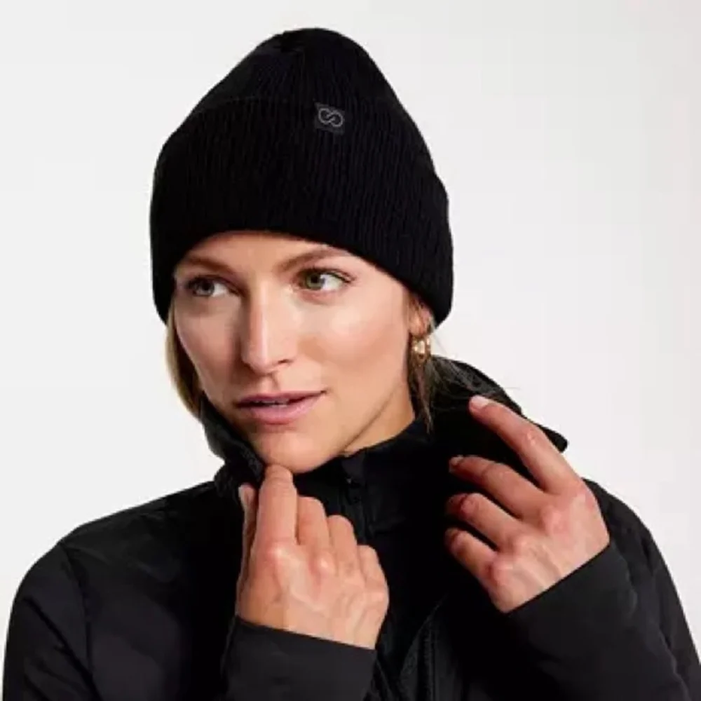 Calia black ribbed knit beanie Osfm